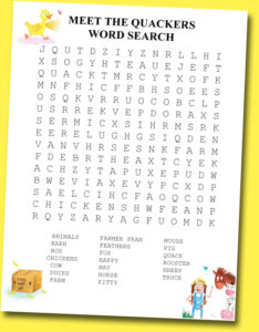 photo of Meet the Quackers Word Search puzzle